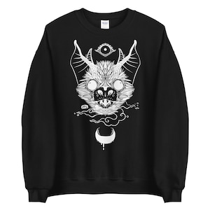 Bat Black Sweatshirt, Goth Sweater Shirt, Gothic Winter Clothing