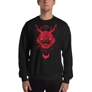 Bat Black Sweatshirt, Goth Sweater Shirt, Gothic Winter Clothing image 2
