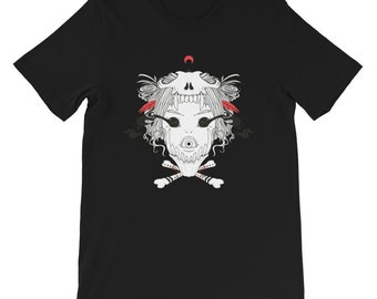 Witch Skull Girl T-Shirt, Grunge Clothing, Alternative Occult Graphic Tee