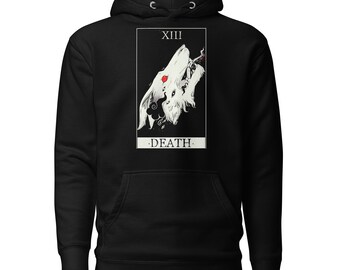 Wolf Death Tarot Card Unisex Pullover Hoodie, Goth Sweatshirt With Hood