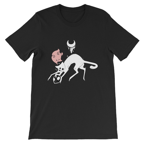 Cat Monster T-Shirt, Spooky Pastel Goth Graphic Tee, Alternative Creepy Cute Harajuku Clothing