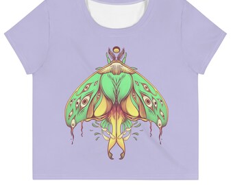 Luna Moth Forestcore Crop Top, Cottagecore Clothing, Festival Shirt, Witchy Alt Gifts For Young Adults