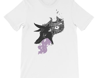 Wolf Eyes And Stardust T-Shirt, Witch Goth Graphic Tee, Artwork Clothing