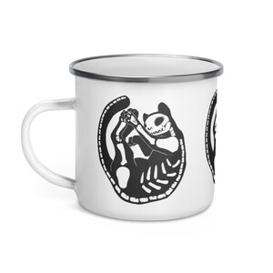 Skeleton Cat Enamel Mug, Camping Cup, Outdoor Mug With Kitty Pattern,  House Warming Present, Wiccan Gifts