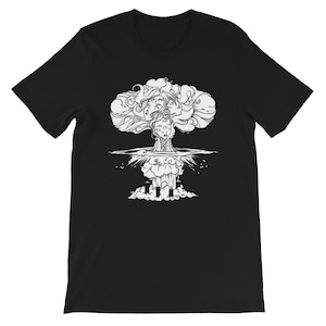 Atomic Bomb Mushroom Cloud T-Shirt, Trippy Psychedelic Clothing, Art Graphic Tee