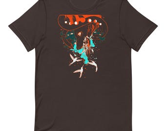 Mystical Fox And Hummingbird T-Shirt, Dark Nature Art Graphic Tee, Celestial Moon Phase Shirt, Witchy Cottagecore Gift