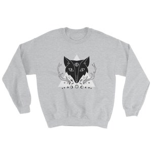 Third Eye Fox Crew Sweatshirt, Geometric Triangle Witch Autumn Sweater, Fall Clothing
