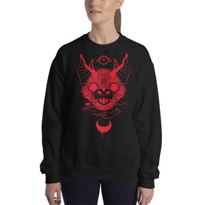 Bat Black Sweatshirt, Goth Sweater Shirt, Gothic Winter Clothing image 3