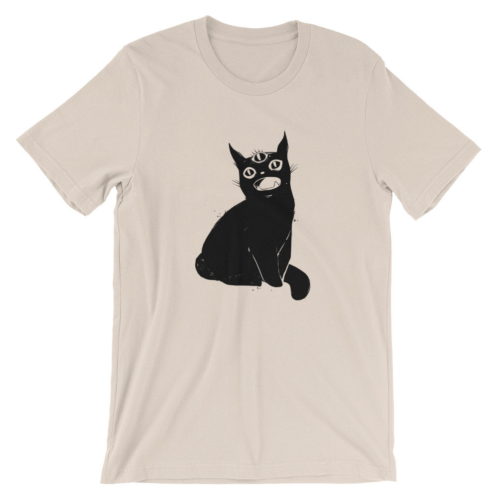 不気味でかわいい黒猫のTシャツ、第三の目キティトップ - Etsy 日本