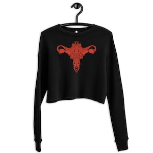 Death Metal Uterus Feminist Cropped Tee, Ovary Artwork Crop Sweatshirt