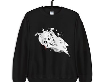 Wolf And Heart Black Sweatshirt, Goth Sweater Shirt, Gothic Winter Clothing