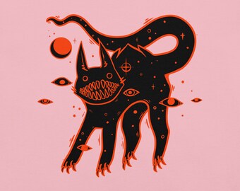 Creepy Cute Black Cat T-Shirt, Weirdcore Grunge Alt Clothing, Witchy Tee Shirt, Goth Aesthetic Witch Tops