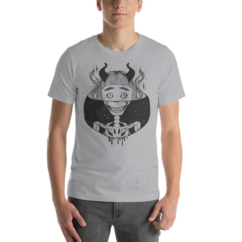 Cosmic Skeleton Bone Demon Girl Fantasy Artwork Gothic T Shirt image 4