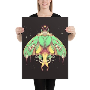Luna Moth, Matte Print Poster, Cottagecore Aesthetic Wall Art