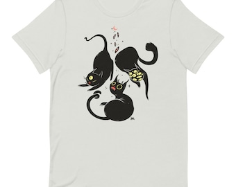 Black Cats Unisex T-Shirt, Kawaii Cute Art Graphic Tee