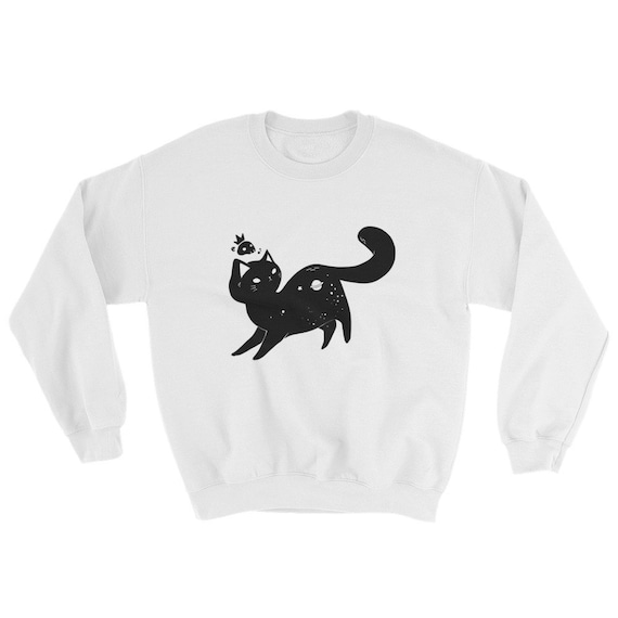 Kawaii Space Kitty Cat Sweatshirt, Cute Cosmic Kitten Sweater 