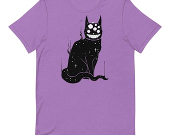 Smiling Demon Cat T-Shirt, Multi-Eyed Black Cat Graphic Tee, Gothic Horror Aesthetic Shirt, Witchy Alt Unisex Dark Art Gift