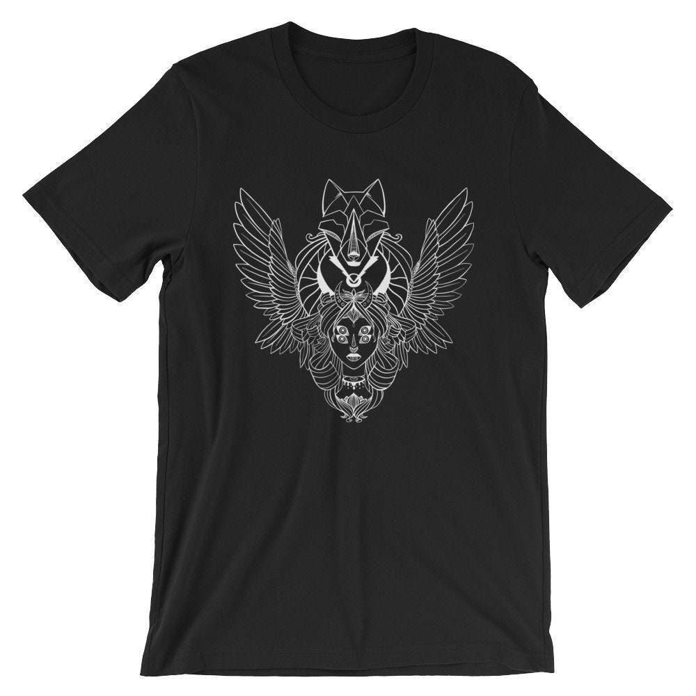 Gothic Occult Artwork T Shirt Valkyrie Angel Wings With Wolf | Etsy