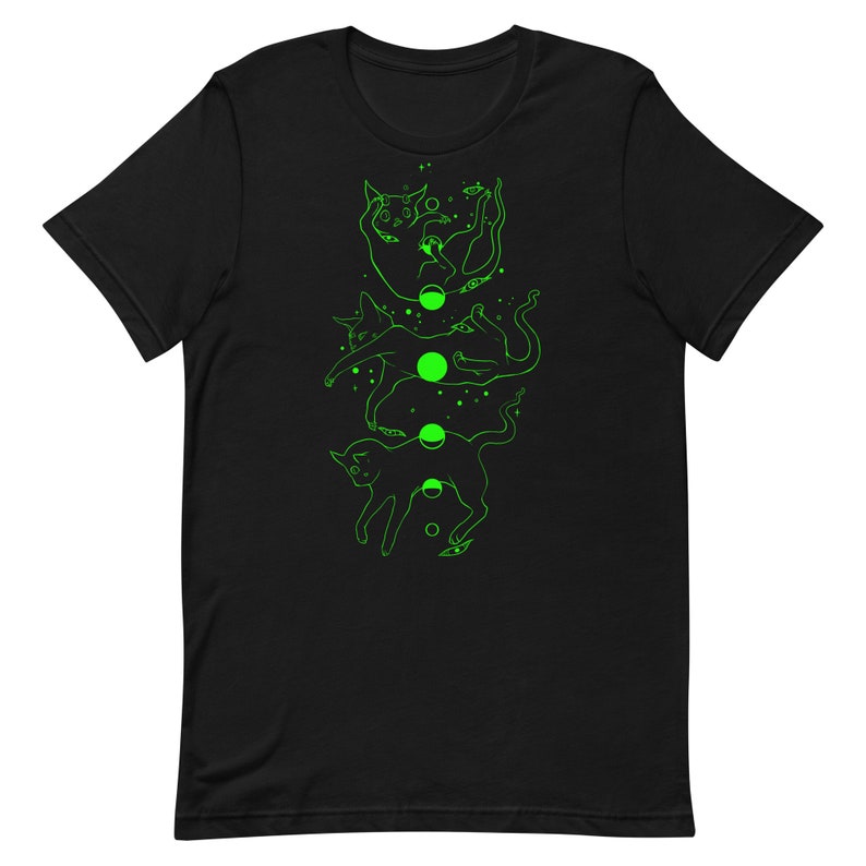 Cat Moon Phases Unisex T-Shirt, Stages Of Cats Falling Art Tee, Weirdcore Alt Goth Clothing