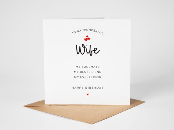 Wife Birthday Card, Birthday Card For Wife, Wife Poem Card, Wife Birthday Gift, Birthday Card For Her, Happy Birthday To My Wonderful Wife