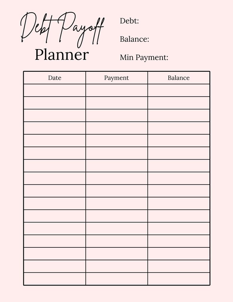 Debt Payoff Planner | Printable Debt Tracker | Budget & Finance Sheet ...