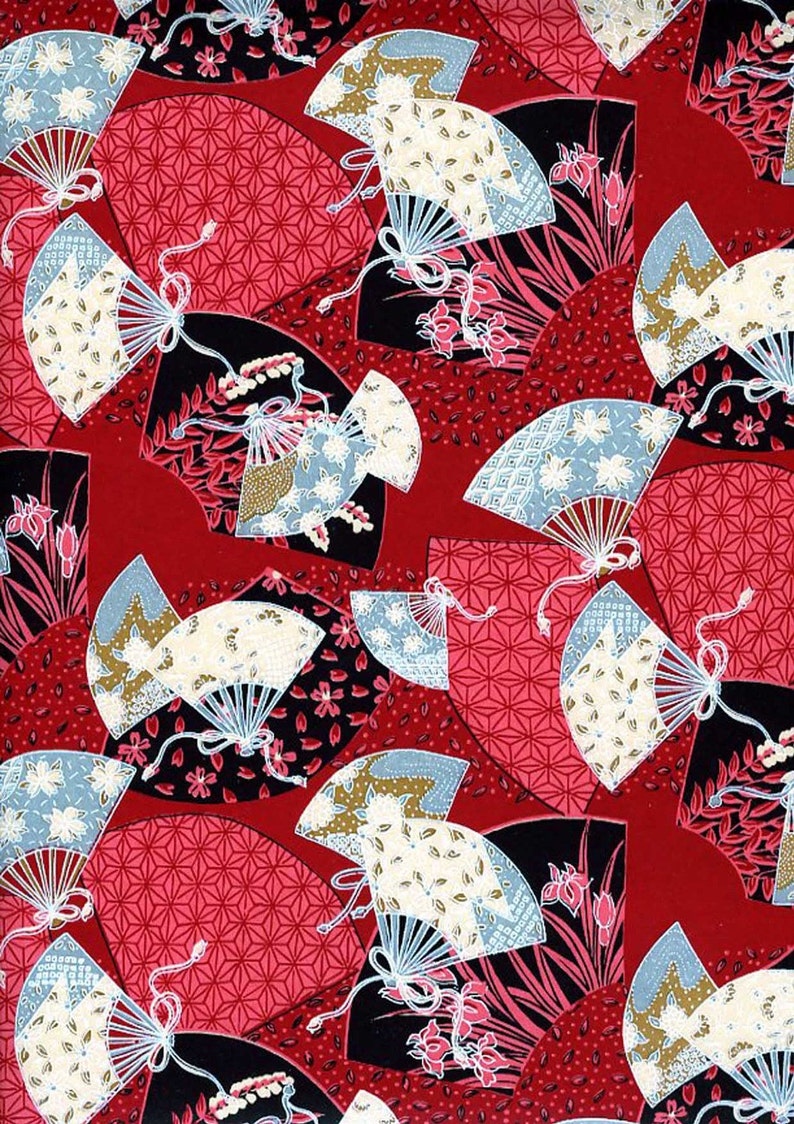Japanese Yuzen Chiyogami Washi Paper Fan Parasol Design 07 Etsy