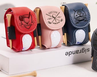 Personalized Leather Golf Ball Bag Custom Mini Golf Tee Holder Leather Golf Ball & Tee Holder Golf Ball Pouch Golf Accessory Golf Lover Gift