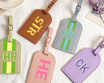 Custom Monogram Luggage Tag | Personalized Leather Travel Accessory | Custom Initials & Color Travel Tag | Bridesmaid Gift | Wedding Gift