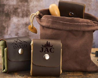 Leather Foraging Pouch – Foldable Hiking Belt Bag,Tool Pouch,Camping Hiking Forager Gift