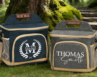 Monogram Beer Cooler Custom Waterproof Bag Personalized Picnic Tote Men’s Travel Cooler Bachelor Party Gift Groomsmen Gift Wedding Party