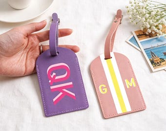 Custom Monogram Luggage Tag | Personalized Leather Travel Accessory