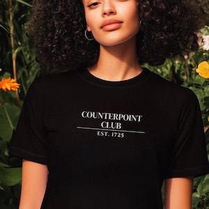 Counterpoint Club Est. 1725 T-shirt | Unisex musikteori-tröja, klassisk musiknörd-tröja, minimalistisk musikerkläder, kompositörspresent