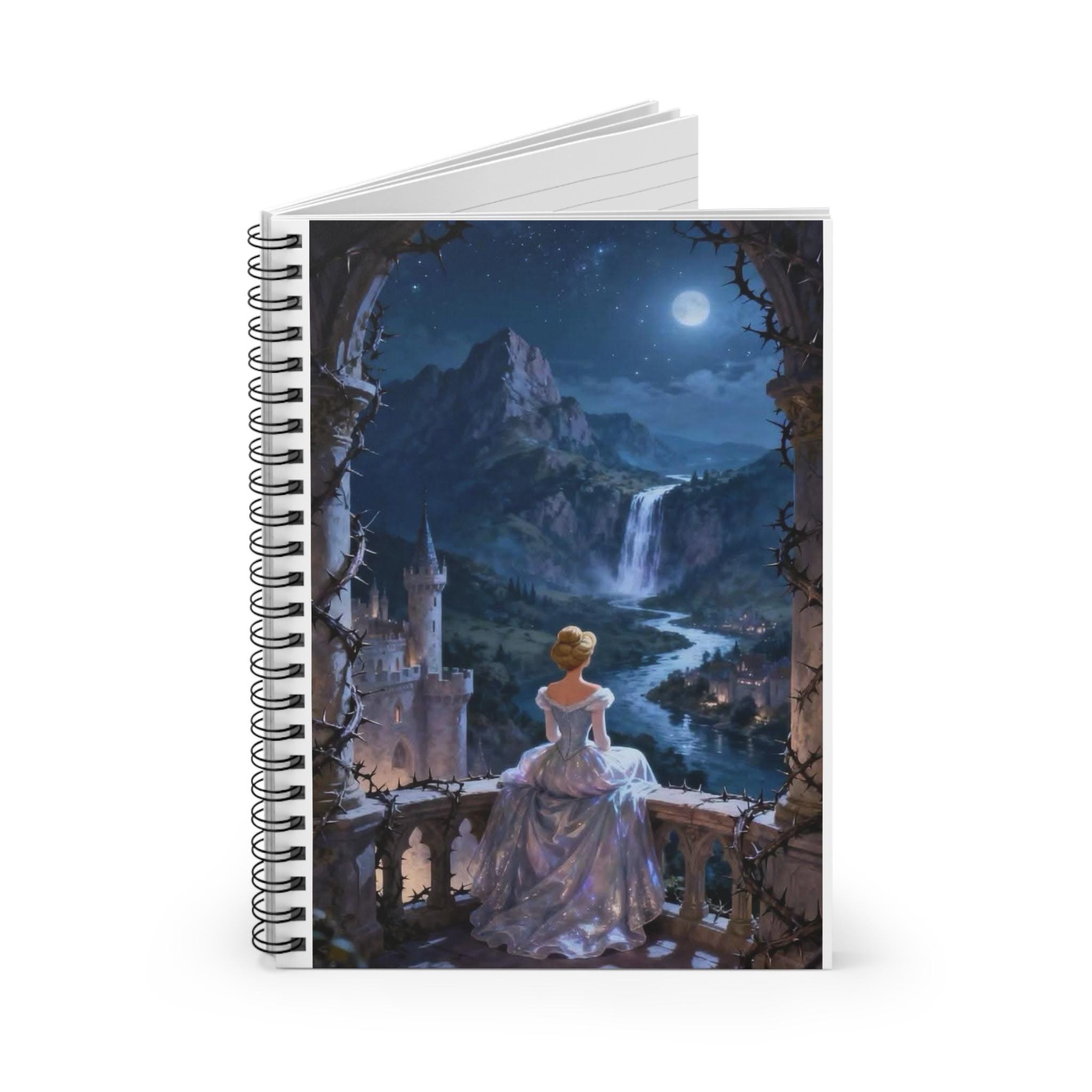 Princess Moonlit Balcony Notebook | Spiral Ruled Journal - Etsy
