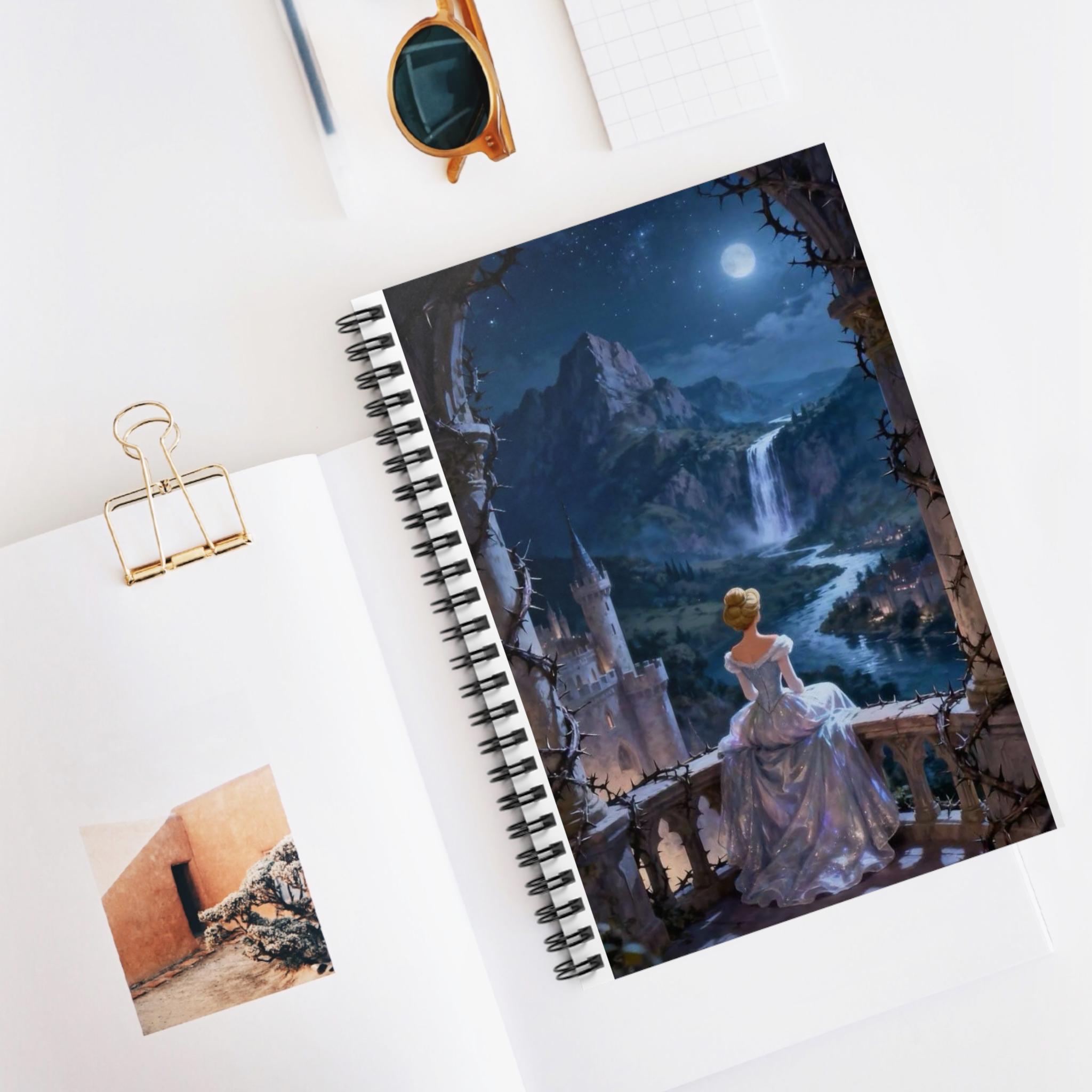 Princess Moonlit Balcony Notebook | Spiral Ruled Journal - Etsy