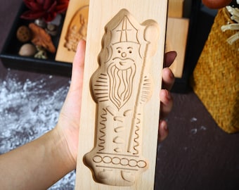 Giant Santa Claus Cookie Mold-Wooden Cookie Cutter For Holiday