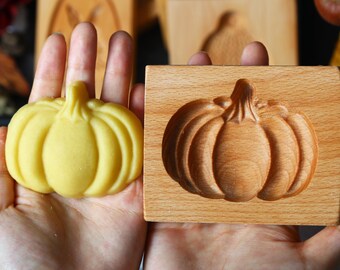 Pumpkin Cookie Mold-Wooden Holiday Biscuit Stamp