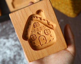 Gingerbread House Cookie Mold-Woode Cookie Mold For Holiday Baking