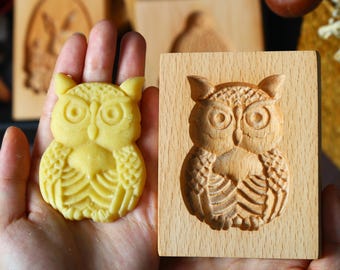 Rustic Owl Cookie Mold-Wooden Baking Tool