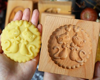 Love Cat Cookie Mold - Biscuit Embossed Tool - Baking Tool