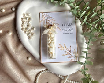 Cukierki migdałowe na wesele w szklanym słoiku, upominki Nikkah, prezent na baby shower, upominki zaręczynowe, cukierki ślubne, prezenty drażetkowe, upominki hurtowe