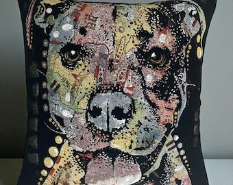 Handmade Gobelin Woven Dog Motif Pillow Cover – Double-Sided & Colorfu 17x17 inc (43x43 cm)