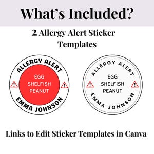 Editable Allergy Alert Stickers | Editable in Canva | Digital Download ...