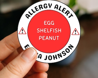 Editable Allergy Alert Stickers | Editable in Canva | Digital Download
