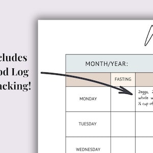 Gestational Diabetes Blood Sugar Log | Weekly Tracker | Editable Printable PDF image 3
