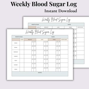Registro della glicemia per il diabete gestazionale / Monitoraggio settimanale / PDF modificabile e stampabile