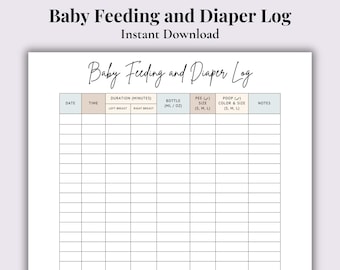 Baby Feeding & Diaper Tracker | Printable Baby Log (PDF Download)