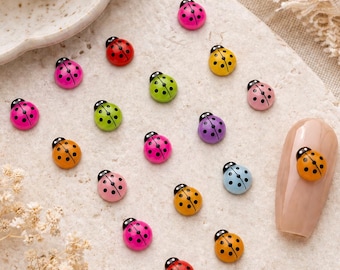 Glow in the Dark Ladybug Nail Charms, Cute Luminous 3D Nail Art, Kawaii Bug Decorations for DIY Nails, Fun Surprise Nail Design