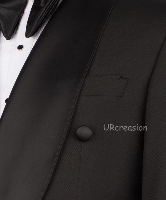 Black Double Breasted Tuxedo Suit Men, Satin Lapel, With Black Trouser, for Prom, Party
