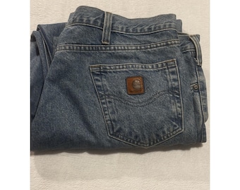 Pantalones vaqueros Carhartt Y2k para hombre, talla 42x27*, color azul, corte relajado, ropa de trabajo vaquera vintage.