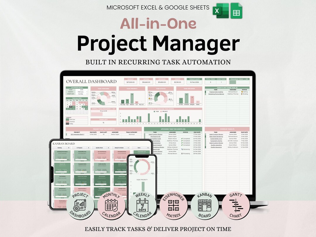 Project Tracker Spreadsheet Project Management Template Google Sheets ...